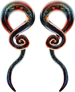 2 count Glass Ear Tapers 4G-00G Teardrop Spiral Gauges Plugs Ear Piercing
