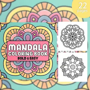 Adult Luxury Mandala Coloring Book, 22 Pages Thick Paper, Watercolor Paper, Unique Cover, Perfect Relaxing Gift for Valentine's Day, Christmas, Halloween