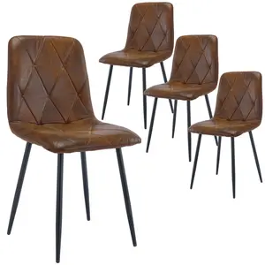 Dining Chairs Set of 4 Faux Suede Modern Upholstered Side Chairs with Thick Cushion Seat Metal Legs for Kitchen Dining Room Club Guest