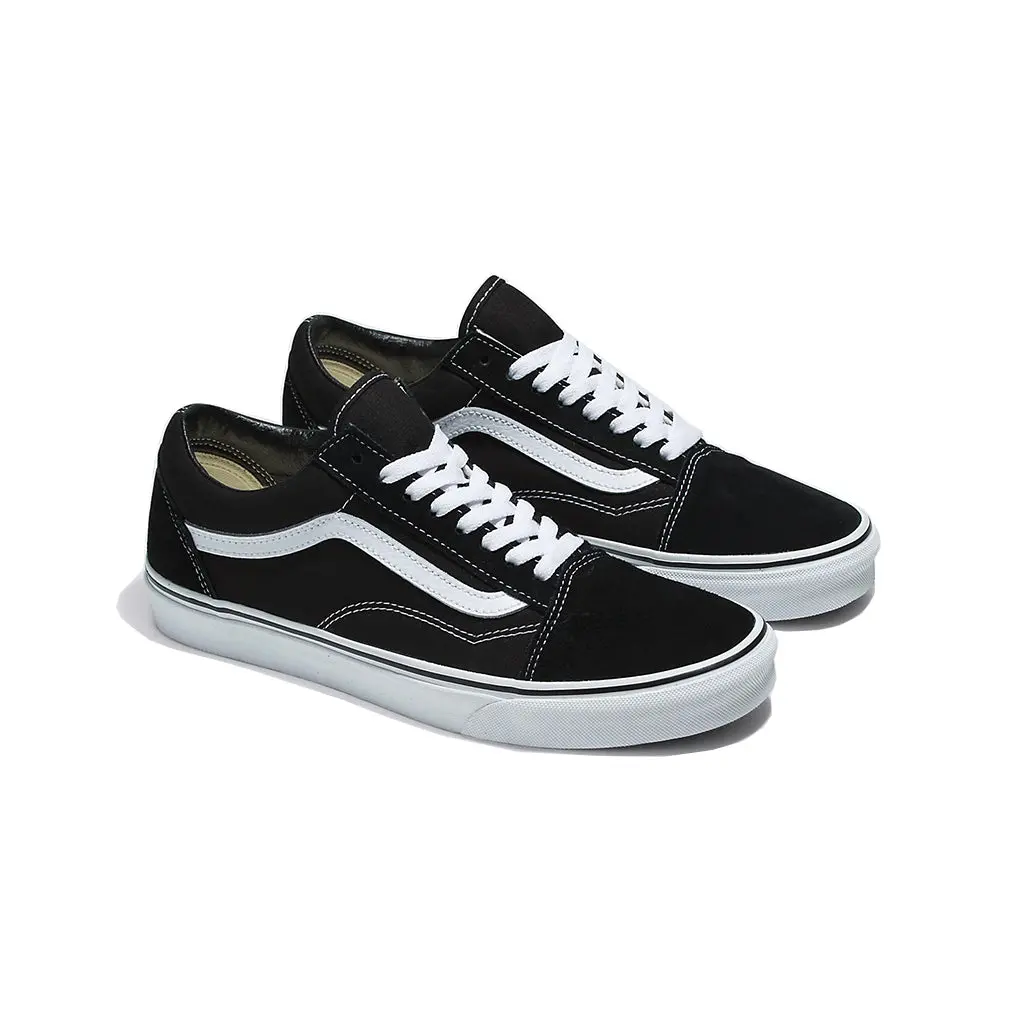 VANS Old Skool Sneaker, Black/White Low-Top Skate & Walking Shoes with Suede & Canvas Uppers and Supportive Padded Collars, Footwear, Trainer
