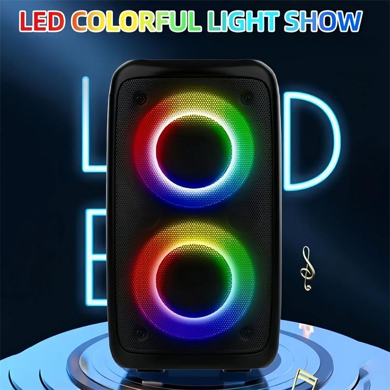 Premium Wireless Boombox Speaker - Large Stereo Sound, Built-in Microphone, Subwoofer, Party Speaker with Powerful Sound, Outdoor Party Speaker with Disco Light and Wireless Connectivity