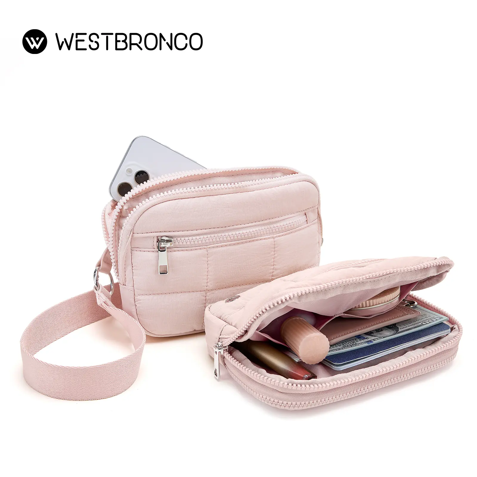 WESTBRONCO Outdoor Crossbody Casual Bag Purse for Women Summer Trendy Quilted Shoulder Fanny Pack Lightweight Wallet with Adjustable Strap for Travel&Everyday Carry SummerSale
