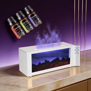 Flame Diffuser with Remote - 7 Color Lights, Timer & Auto Shut-Off | Perfect Home Gift Portable Aroma Diffuser humidifier control Ultrasonic LED Colorful Compact Smart Aromatherapy Diffuser Volcano Aroma Humidifier fireplace RGB Lighting
