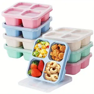 Trending Portable Four-Compartment Eco-Friendly Lunch Box Set for Daily Use — Four Compact Containers for Everyday Lunch Solutions