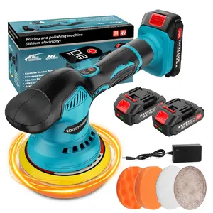 6 Gears Adjustable Speed Car Buffer Polisher Waxer, Cordless Car Buffer Polisher, with 2 Pack Lithium Battery Orbital Polisher for Car Boat Detailing, Polishing, Scratch Removing, Indoor Floor, Sink And Bathtub