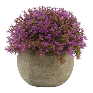 Mini Plastic Artificial Plants Grass in Pot/Small Artificial Faux Greenery/Mini Plants Topiary Shrubs Fake Plants for Bathroom, House Decorations Flowers