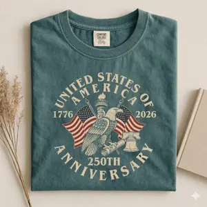 [SALE UP TO 40% ] USA 250th Anniversary Shirt, Vintage Patriotic Eagle Graphic T-Shirt, 4th of July Independence Day Gift