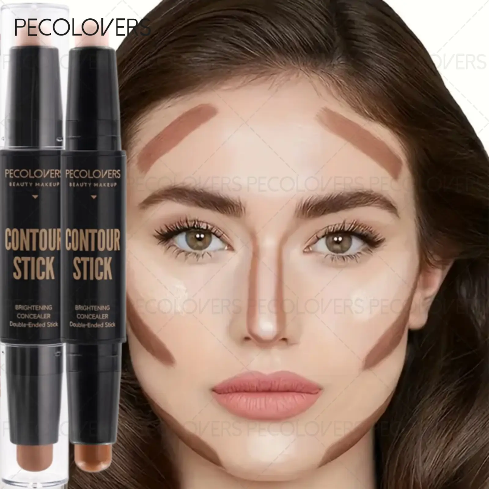 Waterproof Contour Concealer Stick Double-head Brightening Contouring Bronze Stick Bronzer Moisturizing Foundation Makeup Effortless Complexion Sculpting Perfect Valentine's Day Mother's Day Gift for Women