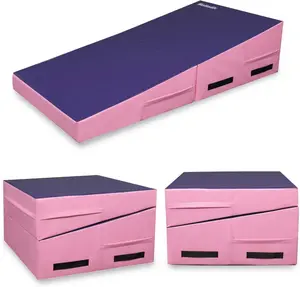 Folding Gymnastics Cheese Wedge Incline Mat, Gym Fitness Tumbling Skill Shape Mat for Kids Girls Home Training Exercise