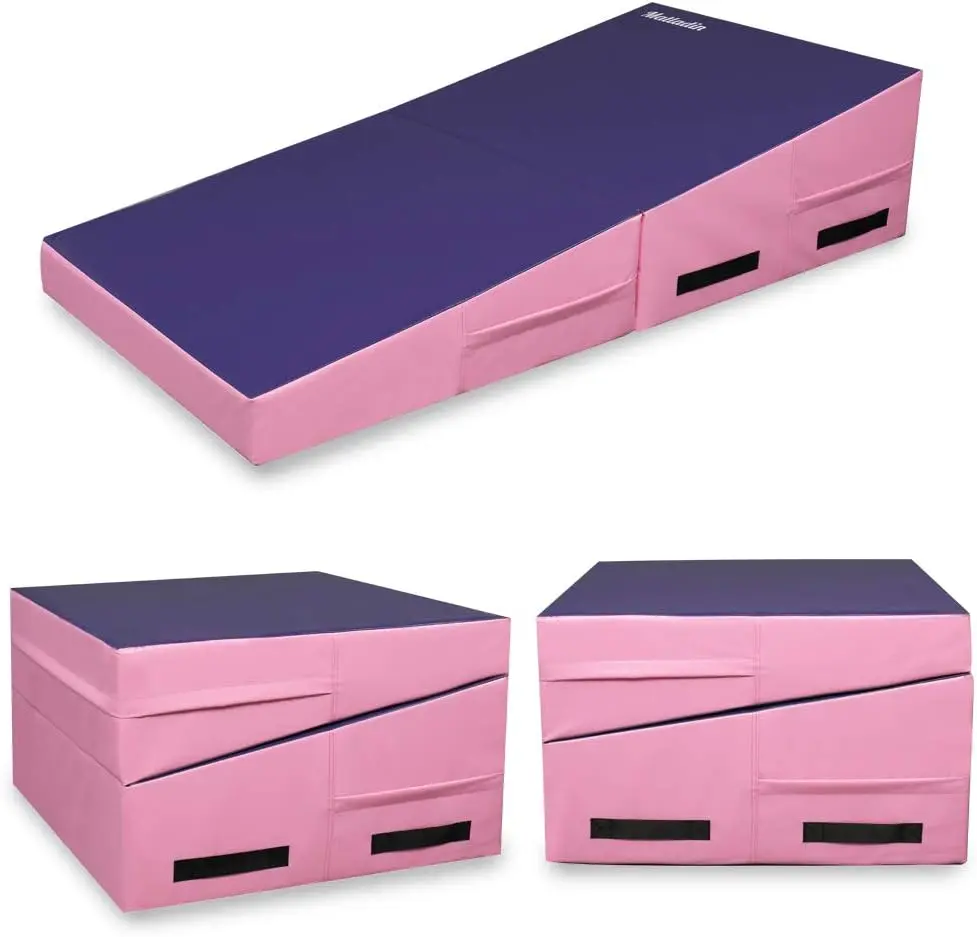 Folding Gymnastics Cheese Wedge Incline Mat, Gym Fitness Tumbling Skill Shape Mat for Kids Girls Home Training Exercise