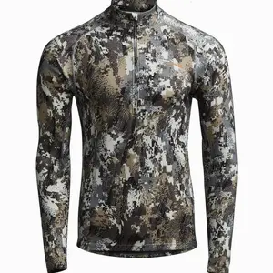 Lightweight Bowhunting Camo Zip Shirt Performance Outdoor Gear All-Over Print Long Sleeve 1/4 Zip Jersey Premium Bird’s Eye Pique Fabric Breathable Moisture-Wicking Relaxed Fit Full-Color Sublimation S to 5XL