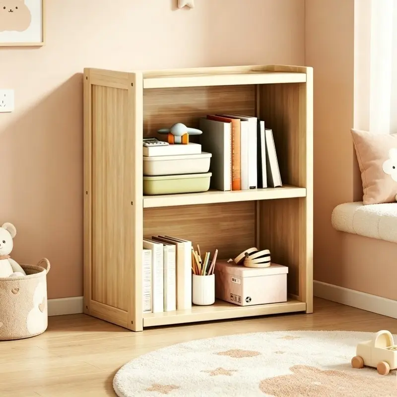 Desktop Solid Wood Mini Bookshelf, Solves Desk Book & File Clutter Issues, Ideal for Office, Bedroom & Study, Formaldehyde-free Solid Wood with Polished Finish, Multi-tier Desktop File & Storage Organizer