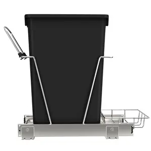 Rev-A-Shelf Pull Out Trash Can 35 Qt for Kitchen Cabinets, Black, RV-12KD-18C S