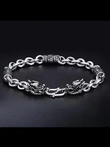 New High-End Six-Syllable Mantra Dragon Head Men's Bracelet, Vintage Ring Loop, Trendy Men's Personality, Simple and Elegant Design