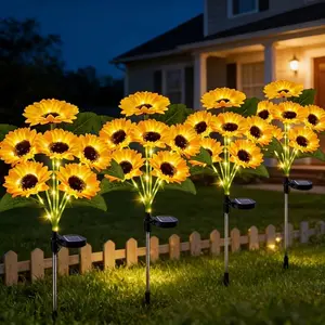 Solar Sunflower Garden Light, Outdoor All-Season Realistic Flower Lamp, Outdoor Lighting, Solar Landscape Lights, Yard, Patio, Pathway, Balcony Decor, Party Decoration, Solar Garden Lights, Outdoor Decorative Lights, Garden Glow Light