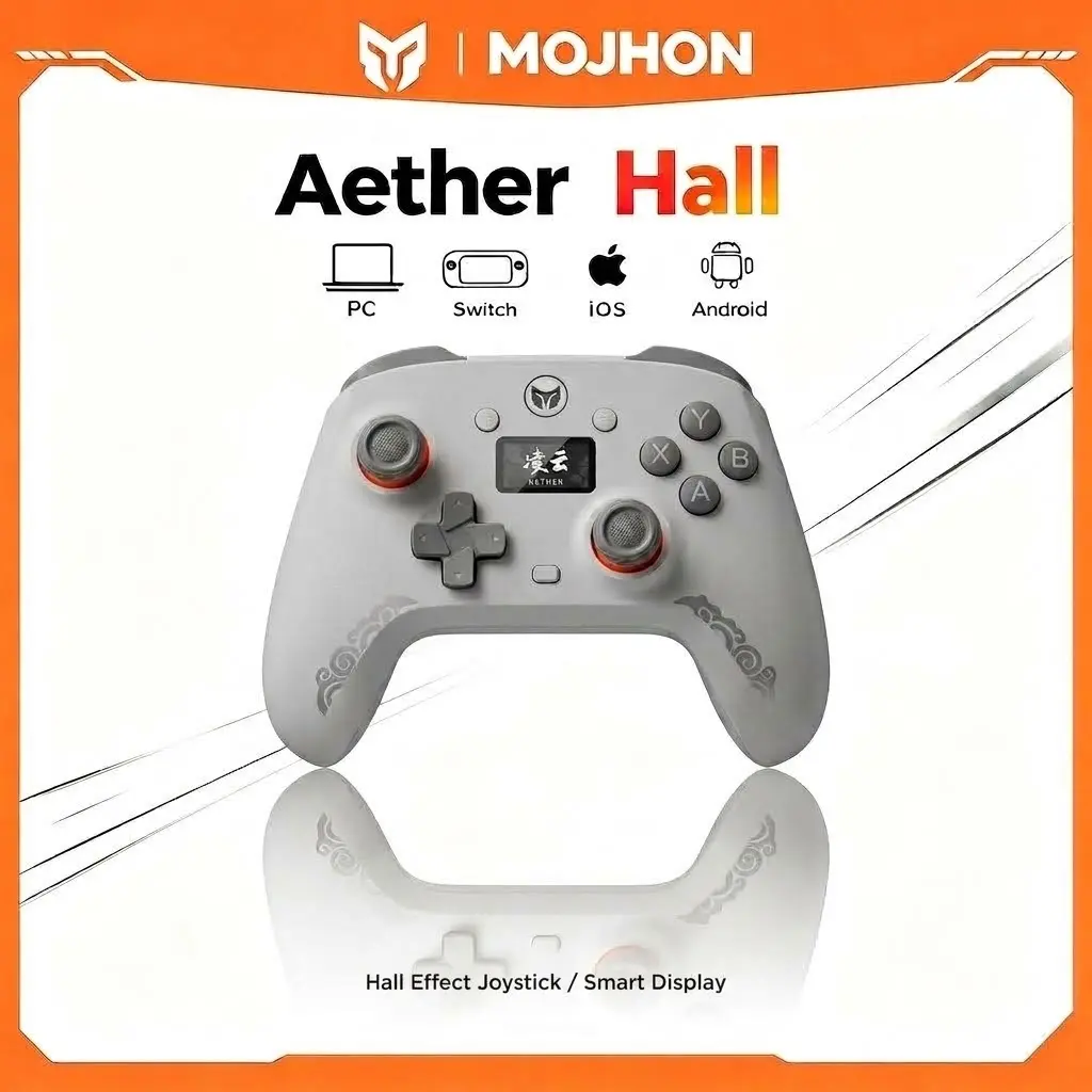 BIGBIG WON LingYun Hall Effect Wireless Game Controller, Smart Display, 1000Hz Wired & Wireless, Dual Back Buttons, Compatible with PC, Switch 1/2, Android & iOS Native Games