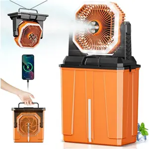 Portable Rechargeable Misting Fan, Battery Operated Personal Cooler Fan with 3 Speeds & 8L Bucket, Suitable for Patio Camping Hiking Backyard Travel Desk Pool Beach Outdoor Use