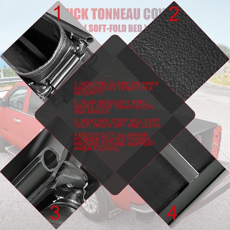5.7FT 5.8FT 4-FOLD Truck Bed Tonneau Cover For 2009-25