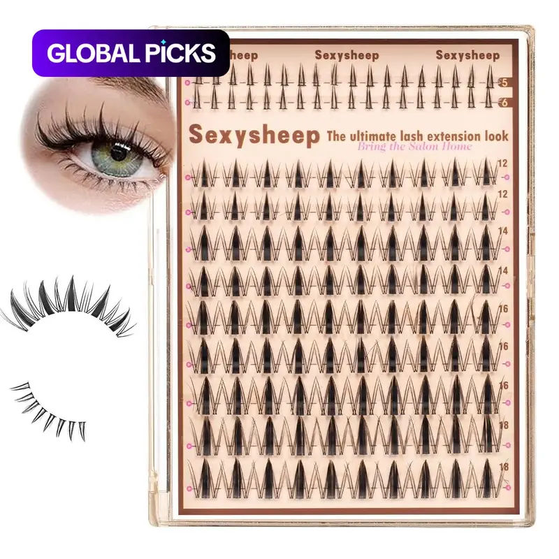 Manga Style Cluster Eyelash Kit, Manga Anime Lashes, Manga Lash Clusters, Salon-Grade Dense Dramatic Volume Lash Extensions with Wristband, Easy At-Home Application, Natural Look False Eyelashes #GLOBAL PICKS