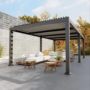 12' x 24' All-Aluminum Louvered Pergola – Adjustable Louvered Roof, Reinforced Frame & Integrated Drainage – Hardtop Gazebo for Patio, Deck – Gray