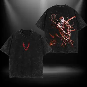 CARNAGE V3 Double Printed Oversize Lightweight Acid Washed Tee TV Show Graphic Top Cotton Gift T-Shirt For Comic Lover, Gift T-Shirt For Movie Lover boys  merch