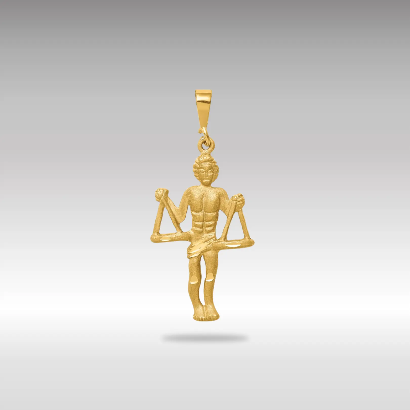 14K Gold Extra Large Satin Diamond-cut Libra Scales Zodiac Charm Model-C470