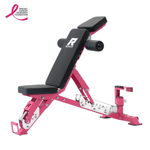 RitFit GATOR 1600LB 3-Section Adjustable Weight Bench (Black/Red) - Unisex Heavy-Duty Steel Frame Weightlifting Gear, 5 Headrest Positions, 3 Decline Settings, Transport Wheels, Chest Workout Gear, Home Exercise Equipment