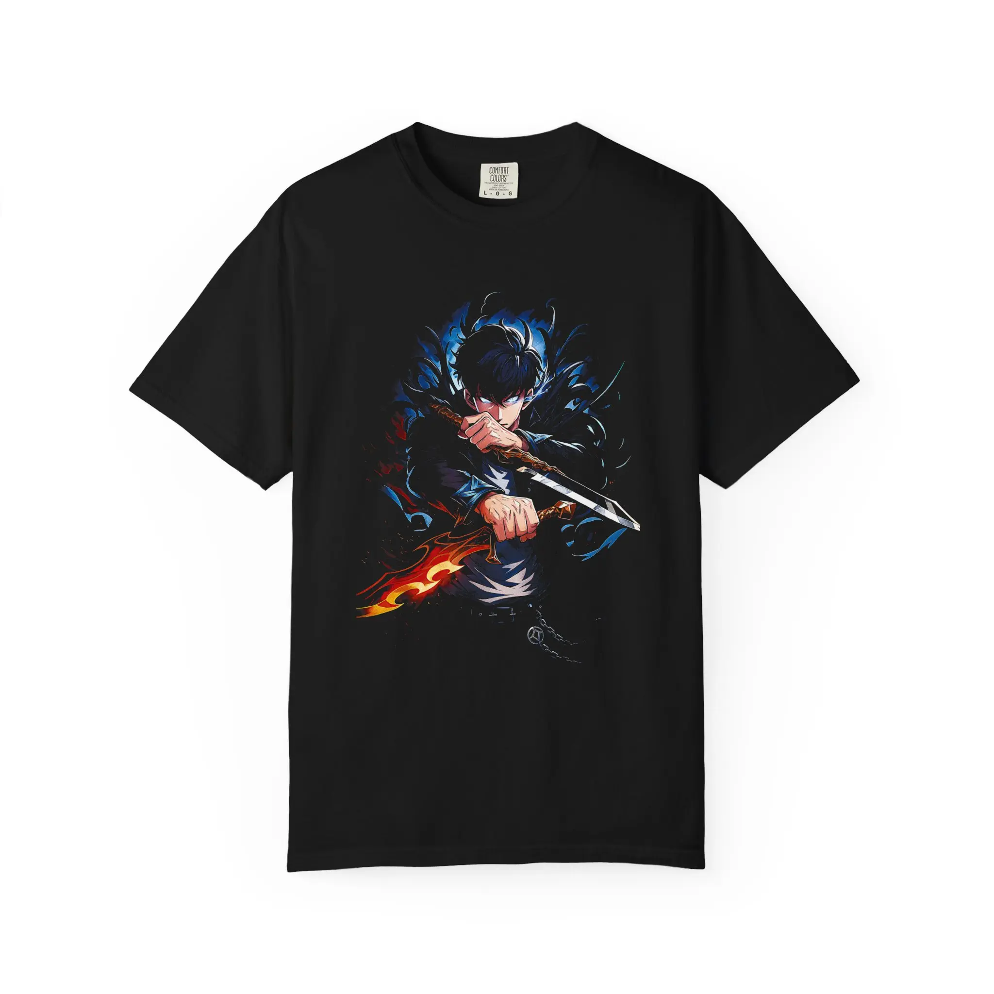 Flame Sword Anime Warrior T-shirt | Dagger | Swordfighter Graphic Tee