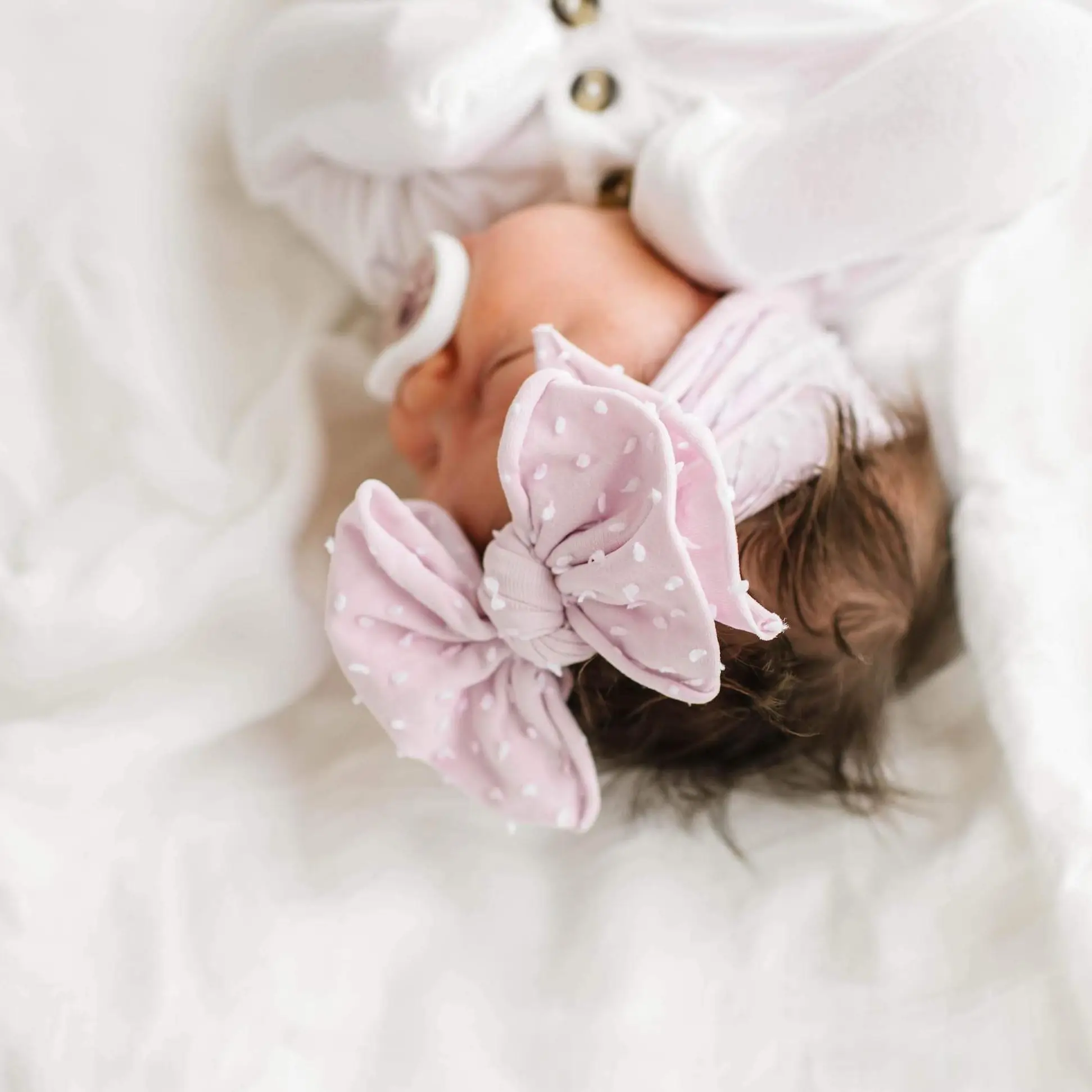 Baby Bling Shabby Dot FAB soft nylon/spandex with textured dot pattern wide headband with bow