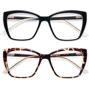 Trendy TR90 Oversized Blue Light Blocking Reading Glasses for Women, Stylish Square Cat Eye Frame Eyewear