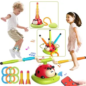 Musical Jump, 1 Set Toss Ring Game Toy and Stomping Launch Rocket Launcher, Outdoor Toys with Remote Control, Indoor Outside Toys