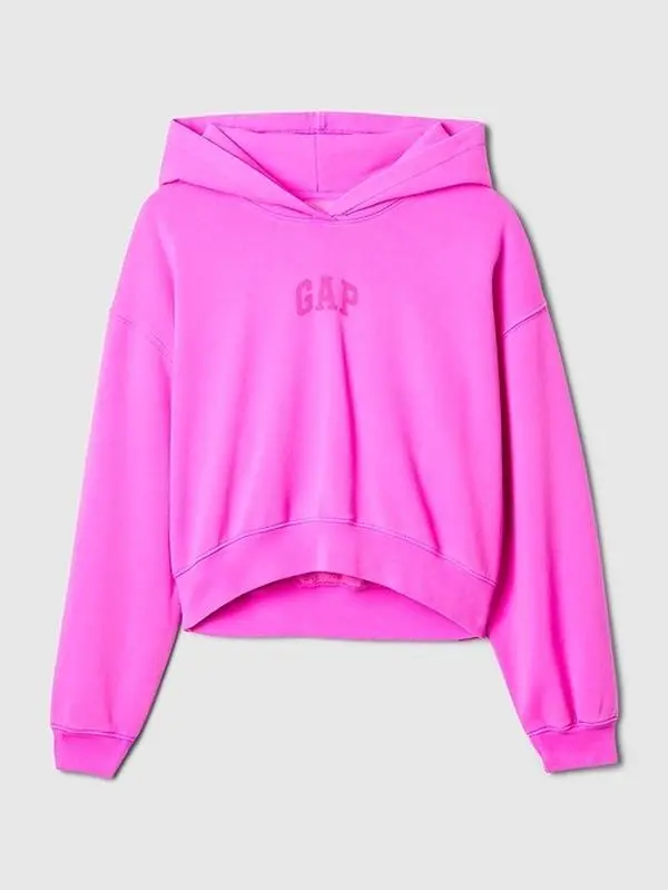 GAP VintageSoft Crop Logo Hoodie - Neon Pink