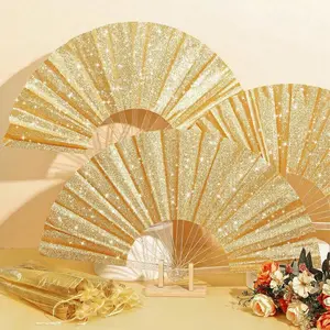 Glittering Hand Fans for Women, Large Party Style Folding Fans, Birthday Theme Performance & Festival Ball Gift, Group Lot