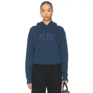 ANINE BING Debbie Shrunken Hoodie Paris in Washed Navy