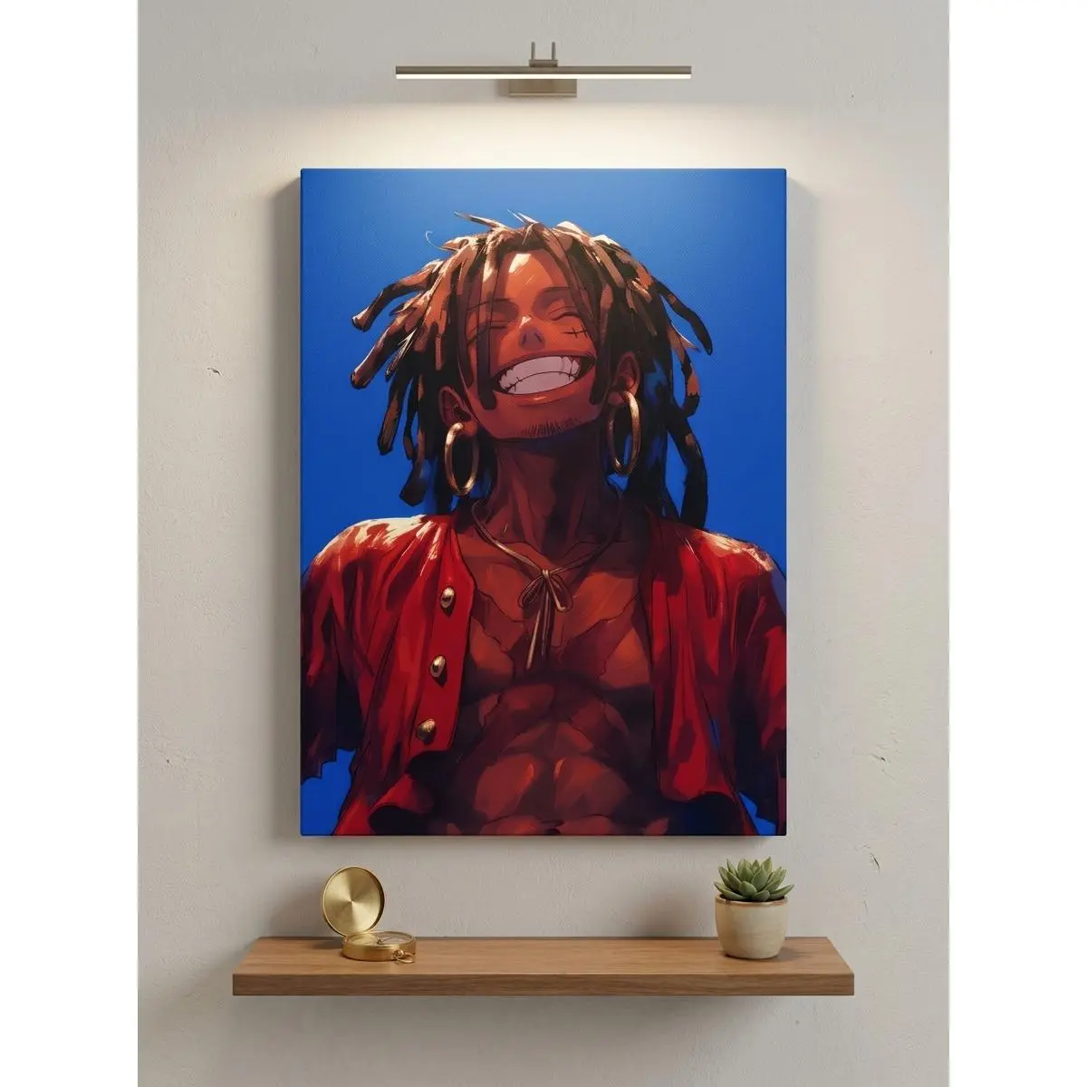Ebonique Black Anime Wall Art African-American Urban Culture Street Art Braided Hair Theme Paintings Black Poster Canvas Wall Art Men's Cave Decor