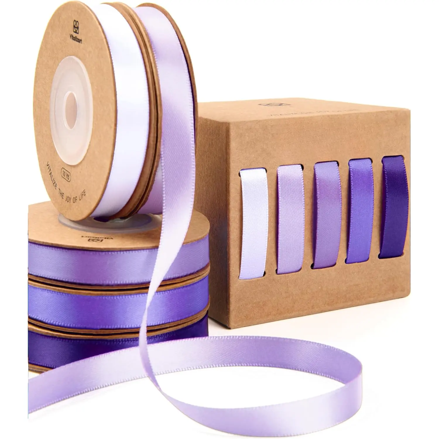 Purple Ribbons for Crafts 3/8" x 50 Yd Lavender Satin Ribbon Double   Wrapping Silk Like Fabric Flower Bouquet Birthday Party Decorations Bridal Shower Wreath Hair Continuous