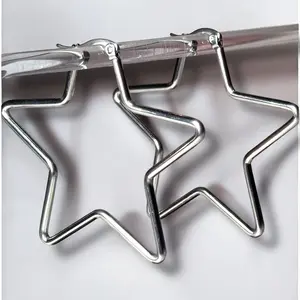 Star Girl Earrings Stainless Steel Hypoallergenic Tarnish Resistant Star Hoops for Women