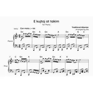 E kujtoj at takim, Albanian Piano Sheet Music