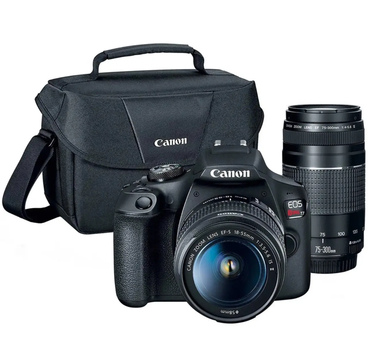 Canon EOS Rebel T7 DSLR with EF18-55mm + EF 75-300mm Zoom Kit