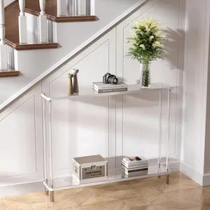 Acrylic Clear Narrow Table, 1 Set Sofa Side Table, Modern Entryway Table, Home Organizer for Sofa, Foyer, Corridor, Living Room, Office
