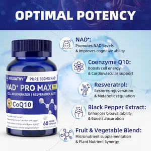 HIILEATHY NAD+ PRO MAX - Boost Your Brain Health, Energy, and Fight Aging with Powerful NAD+, CoQ10, and Resveratrol Formula