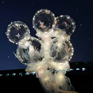 10 PCS Light Up Butterfly Balloon LED Flashing Transparent Balloon Toy Cute Valentine's Day Gift for Girls Night Market & Street Fair Decoration