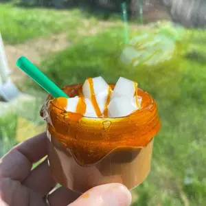 Carmel Macchiato Slime Kit - Fluffy Jelly Cube Scented Like Caramel Brownies with Extra Texture Jelly Cubes for Fun and Easy Handling