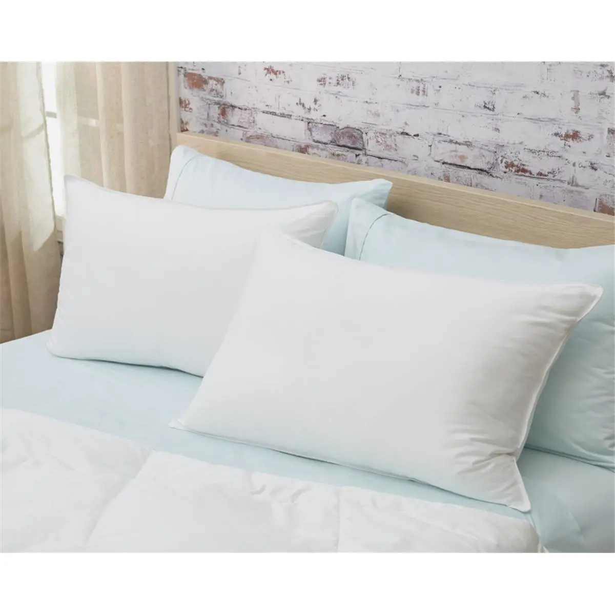 HomeRoots King Size Firm Cotton Pillow - 36x20x4.5 in., White Lux Sateen, Anti-Dust Mite, Resist Mold, Allergy Reducing, Filled Just Right, High-Quality Piping Down Alternative for Sleep