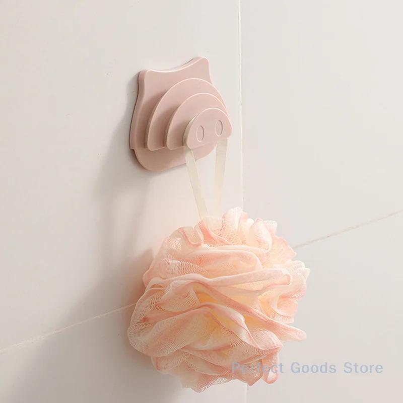 Cute Pig Shaped Wall Hooks Multilayer Self Adhesive Bag Skipping Rope Headphone Data Cable Hook Storage Holder Door Back Hanger
