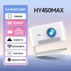 Magcubic HY450Max Projector 1100ANSI 12W Speaker HDR10+ 8K Decode Auto Focus Android 14.0 Dual WiFi6 BT5.4 Fully Automatic Keystone 1.0:1 Throw Ratio Screen Recognize & Automatic Obstacle Avoidance Home Cinema, Movie, Audio