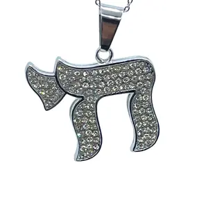 Chai pendant big stainless steel full zirconia