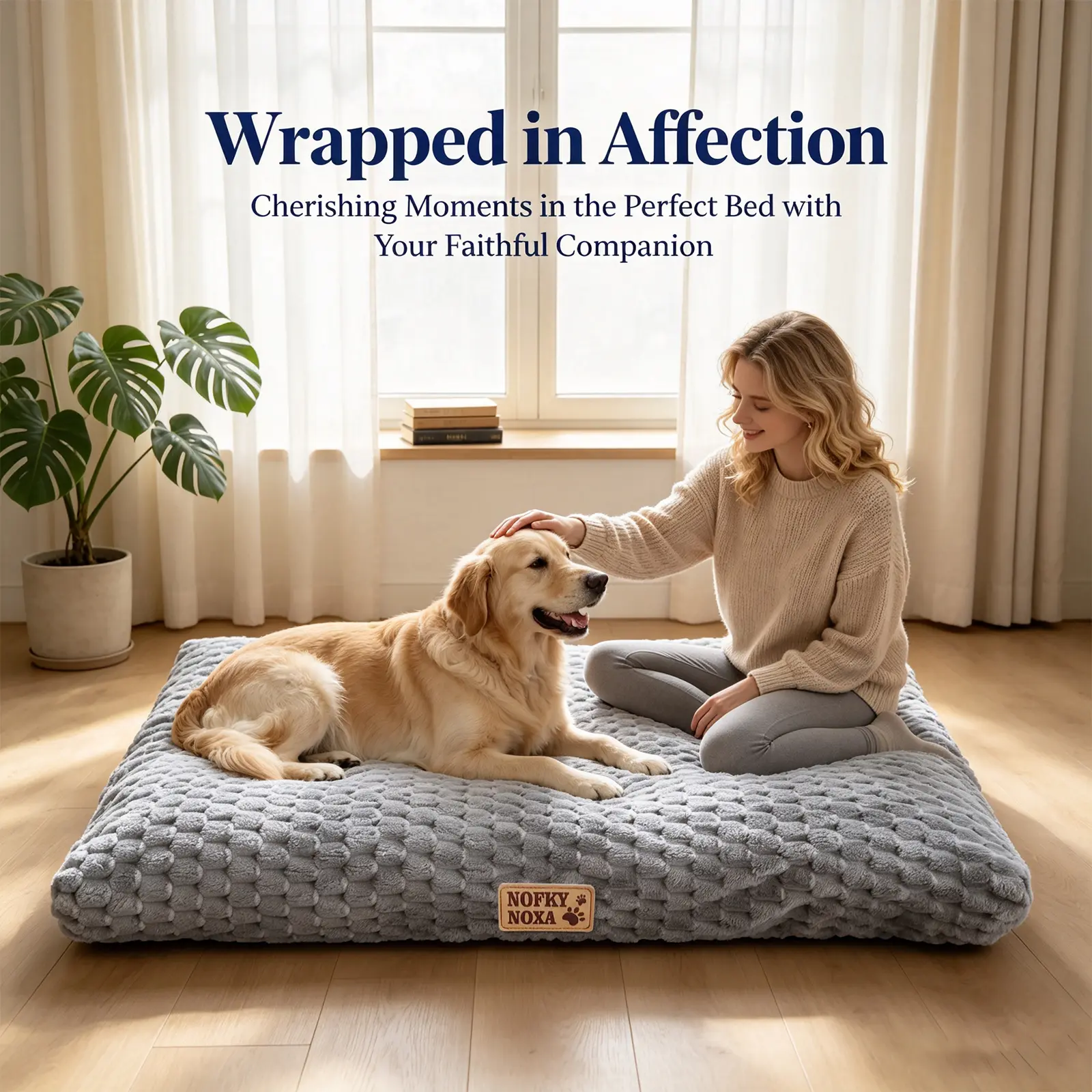 DOFNL Oversized Orthopedic Pet Bed Mat with Removable Machine-Washable Cover, Non-Slip Soft Mat for Dogs & Cats, Indoor Home Use (Pet Supplies, Dog & Cat Furniture)