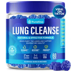 Purafina Lung Cleanse Gummies 7 in 1 Respiratory Lung Health Support with Mullein Leaf Extract, Quercetin, Bromelain - Lung Detox (60 Gummies)