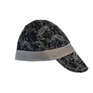 Satin Lined Welding Cap - Black with Grey Sweatband